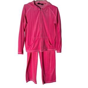 JA Studio Vintage Y2K Pink Velour 2pc Track Suit Women's Large